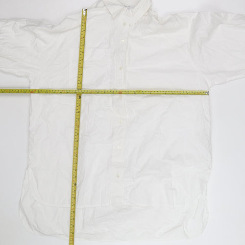 Topshop Women's White Cotton Long Sleeve Button-Up Shirt Size 12