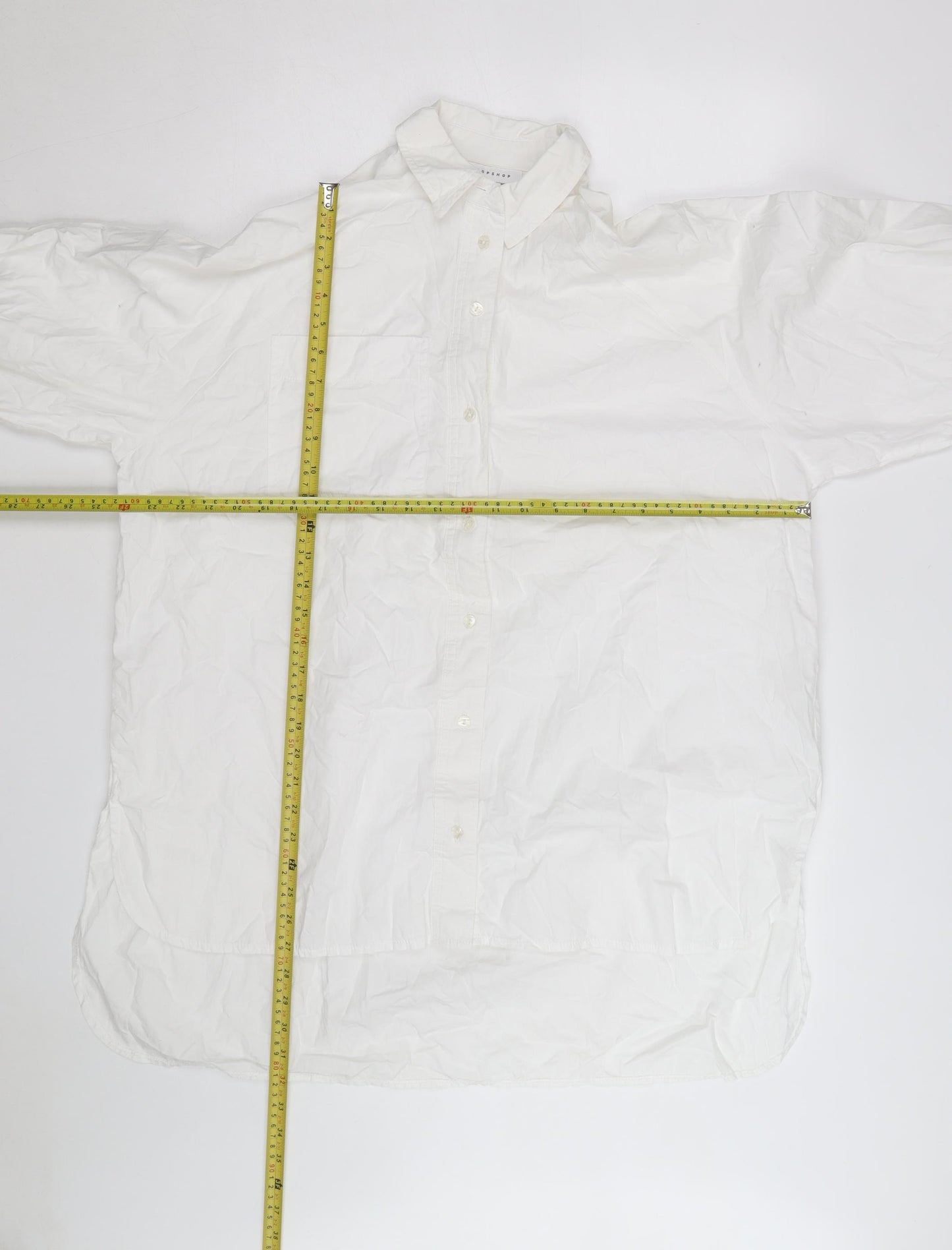 Topshop Women's White Cotton Long Sleeve Button-Up Shirt Size 12