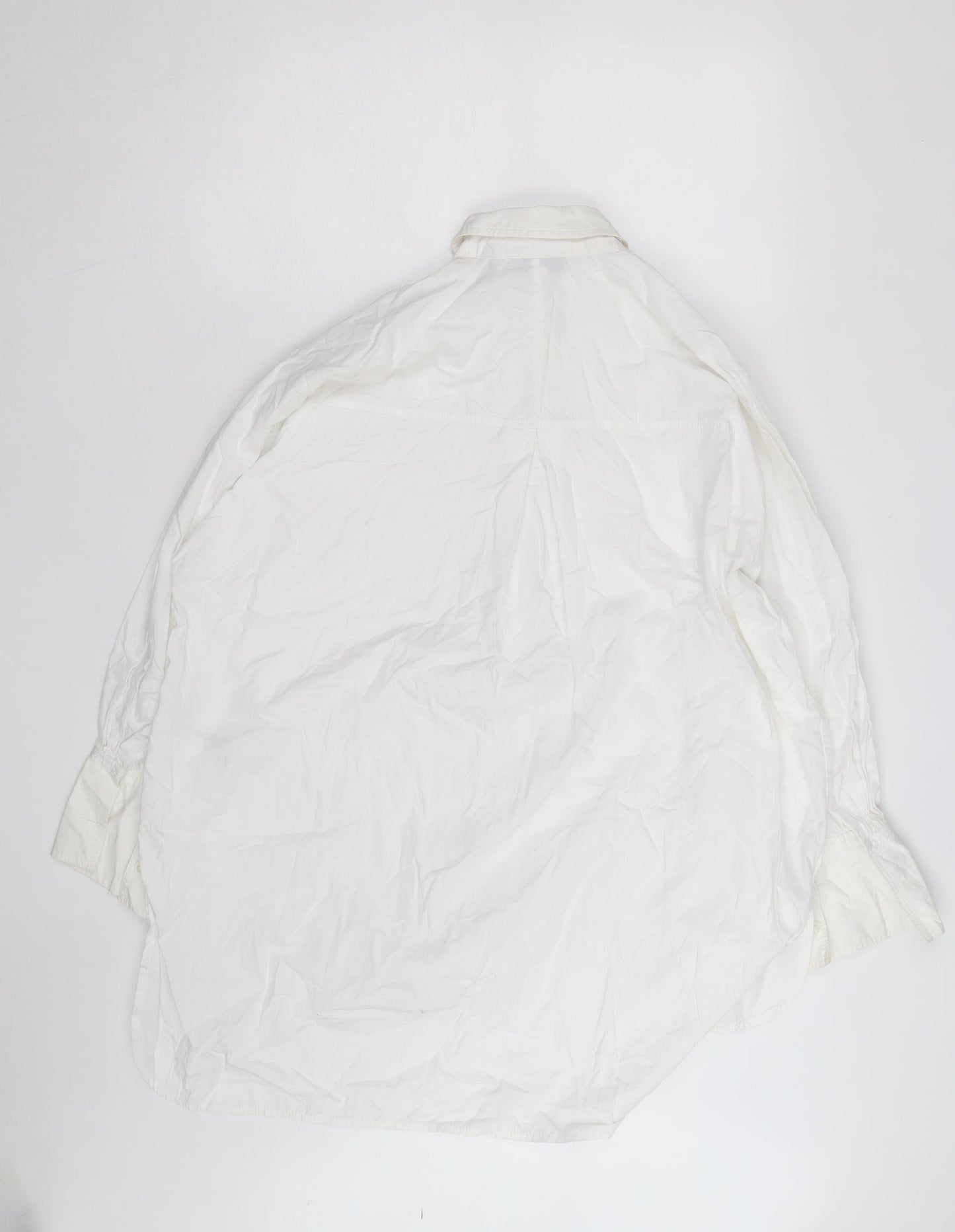 Topshop Women's White Cotton Long Sleeve Button-Up Shirt Size 12