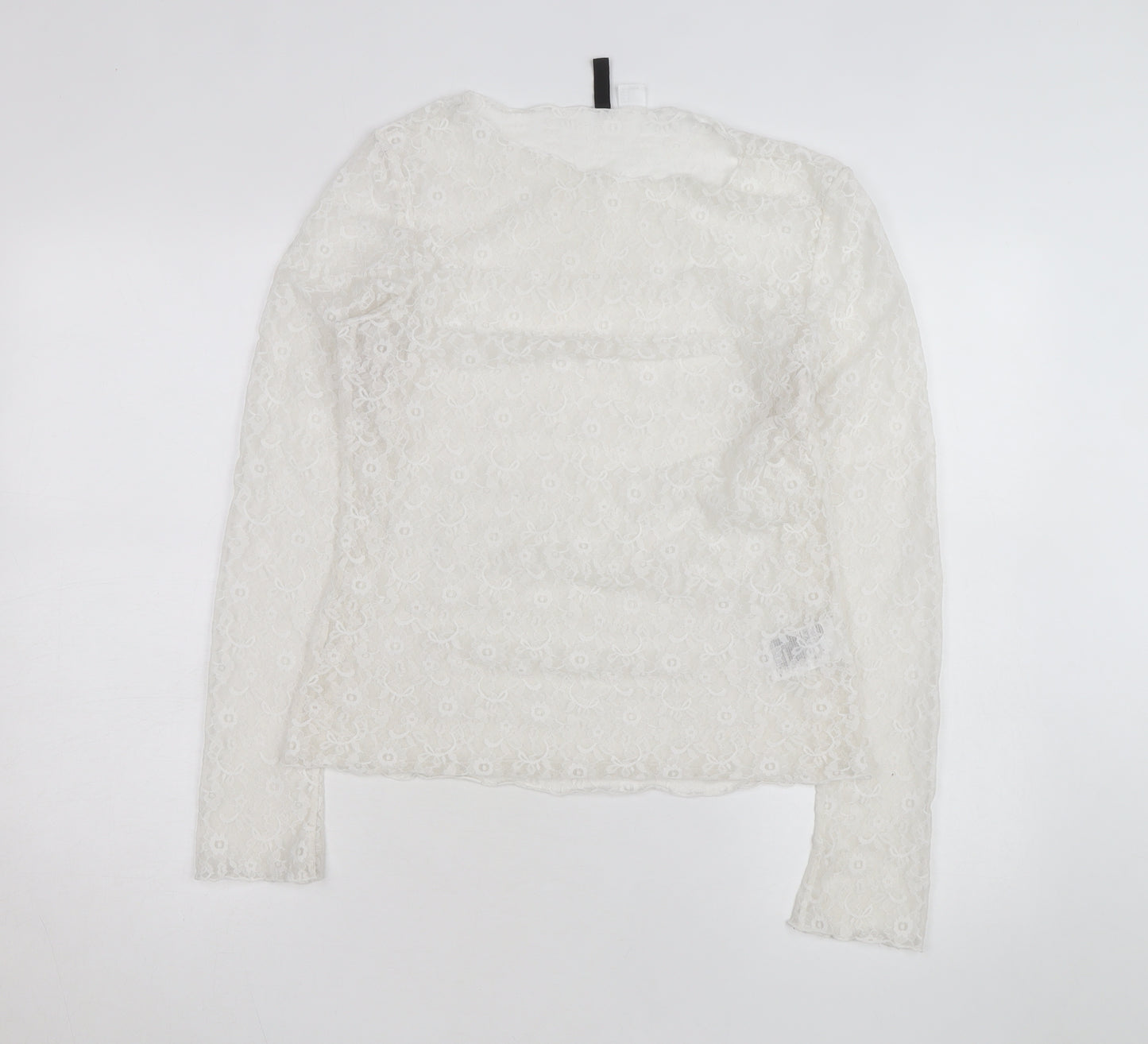 H&M Divided White Lace Long Sleeve Blouse Women’s Size L