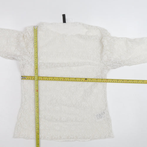 H&M Divided White Lace Long Sleeve Blouse Women’s Size L