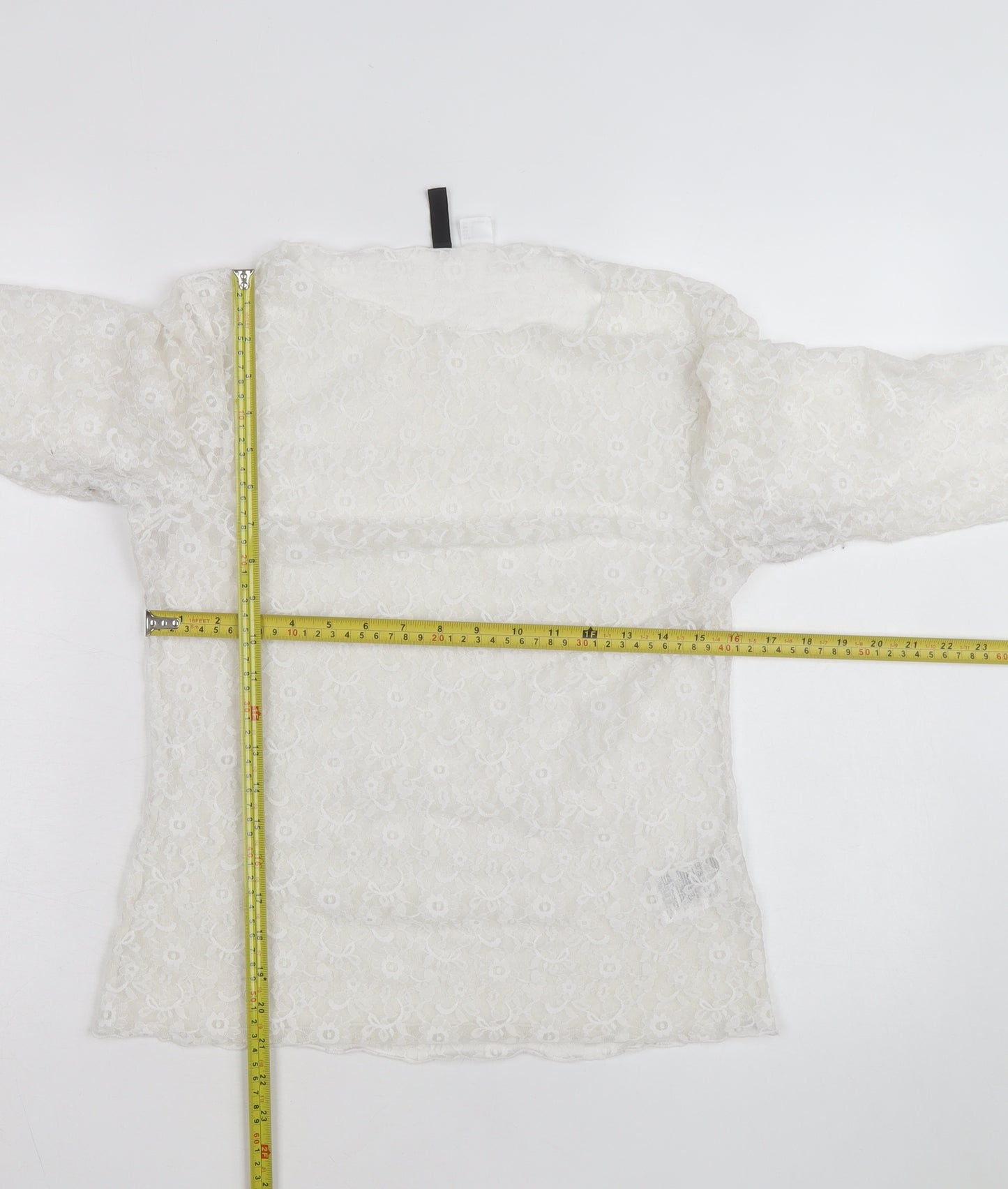 H&M Divided White Lace Long Sleeve Blouse Women’s Size L