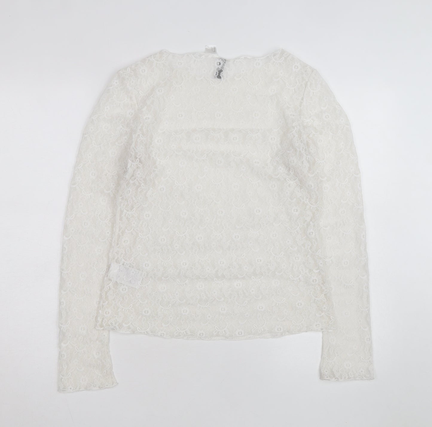 H&M Divided White Lace Long Sleeve Blouse Women’s Size L