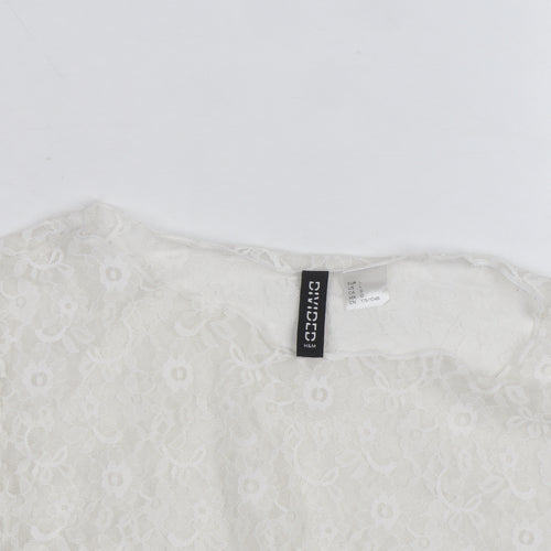 H&M Divided White Lace Long Sleeve Blouse Women’s Size L