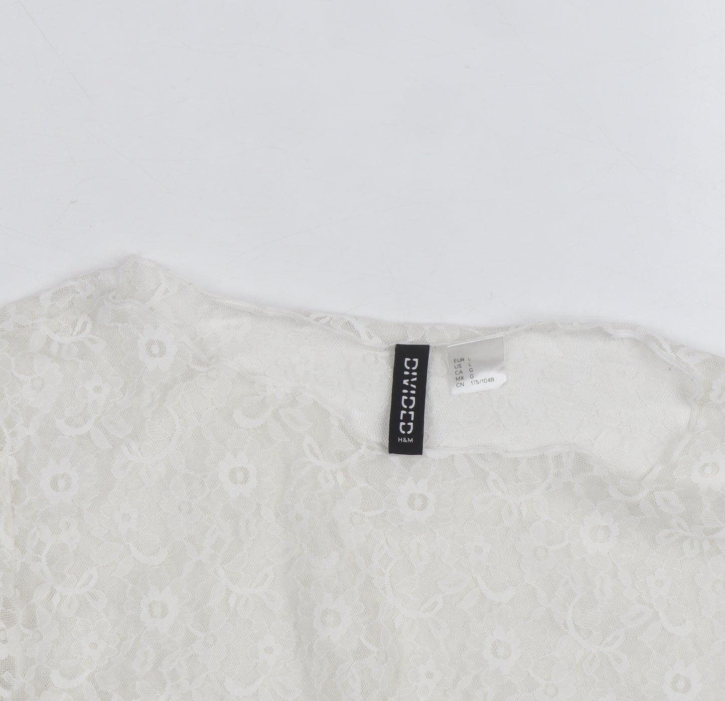 H&M Divided White Lace Long Sleeve Blouse Women’s Size L
