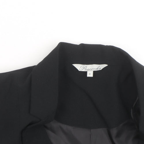 Peacocks Women's Black Size 8 Single-Breasted 3/4 Sleeve Blazer