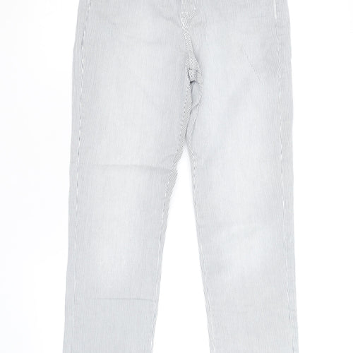 Marks and Spencer Women Blue Striped Chino Trousers Size 10