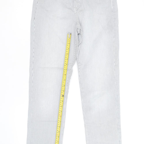 Marks and Spencer Women Blue Striped Chino Trousers Size 10
