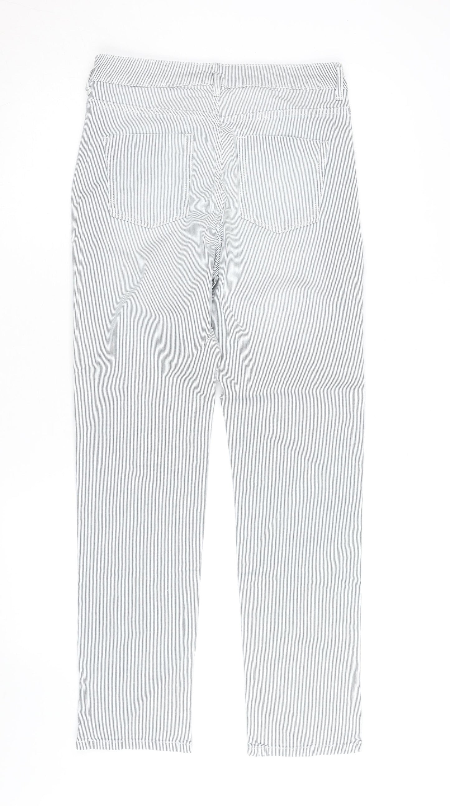 Marks and Spencer Women Blue Striped Chino Trousers Size 10