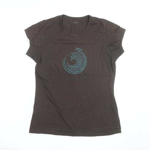 Mountainlife Women Brown Cotton Stretch Graphic T-Shirt Size 14