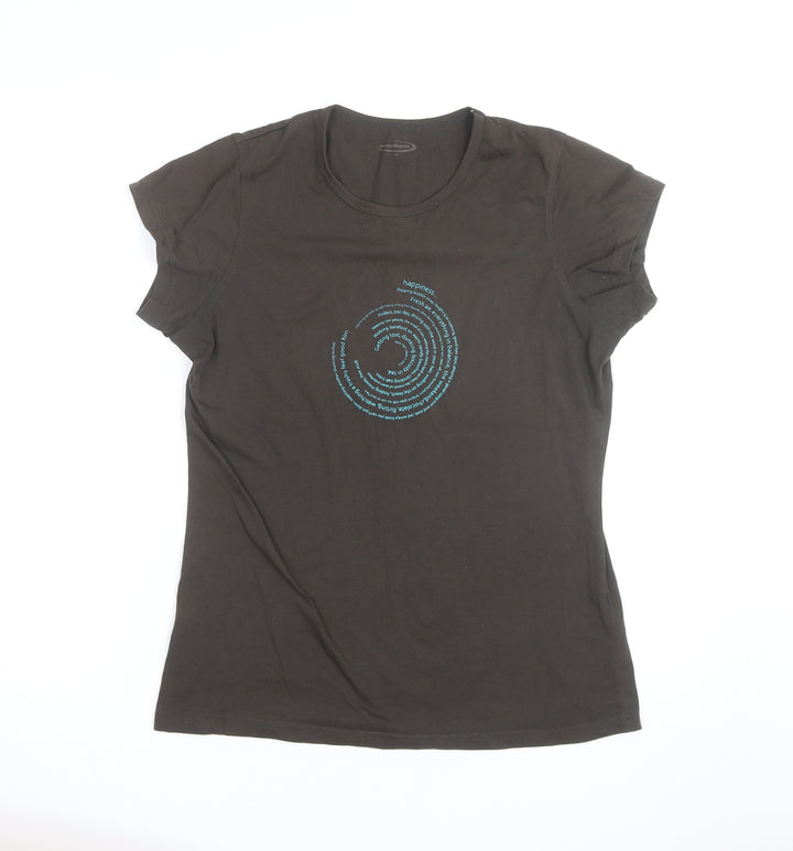 Mountainlife Women Brown Cotton Stretch Graphic T-Shirt Size 14