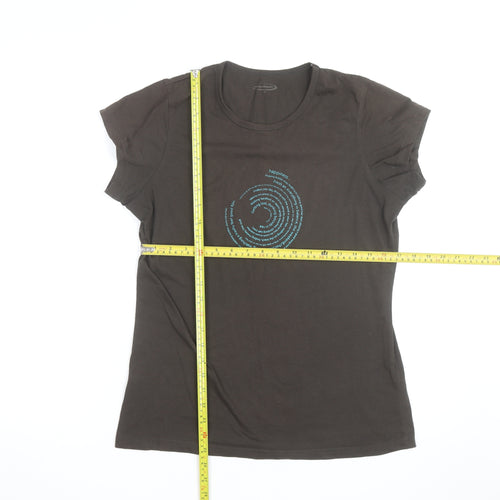 Mountainlife Women Brown Cotton Stretch Graphic T-Shirt Size 14