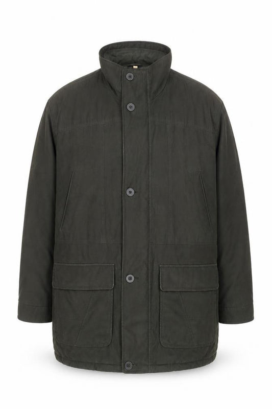 Front view of EWM Men’s Green L Parka Coat Cotton Polyester Lined Casual Jacket