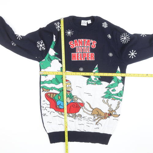 The Simpsons Men's Navy Christmas Jumper Medium Pullover Crew Neck