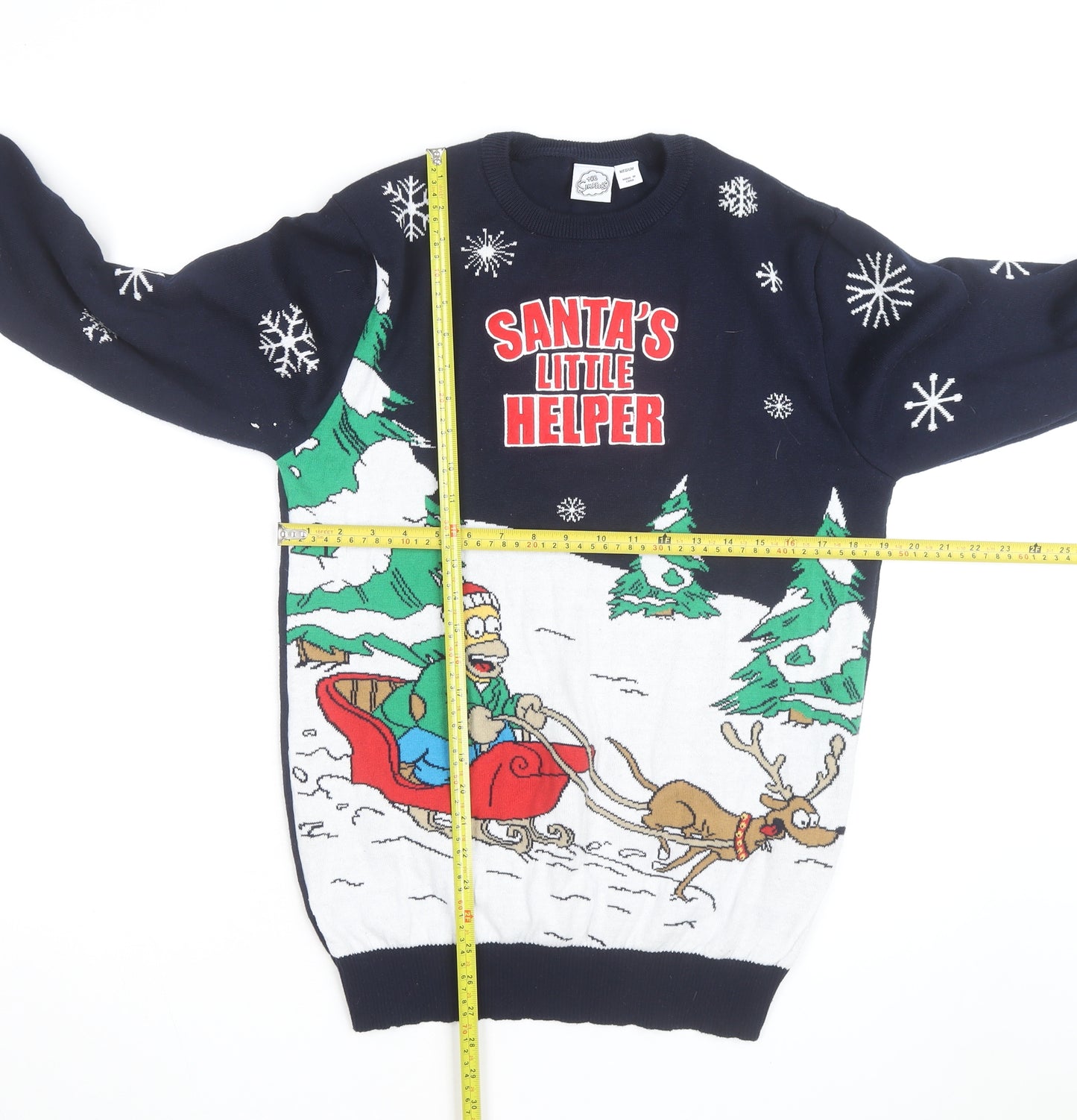The Simpsons Men's Navy Christmas Jumper Medium Pullover Crew Neck