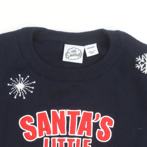 The Simpsons Men's Navy Christmas Jumper Medium Pullover Crew Neck