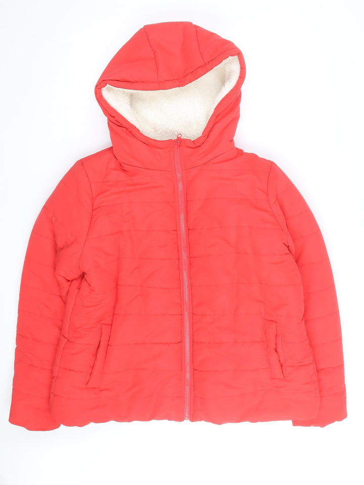 B.Young Women's Red Hooded Puffer Jacket Size 18 Winter Coat