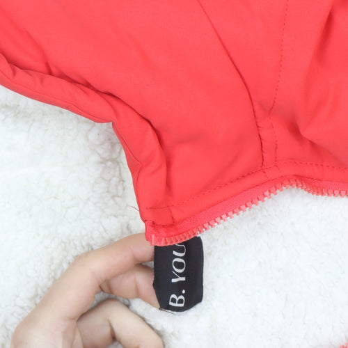 B.Young Women's Red Hooded Puffer Jacket Size 18 Winter Coat