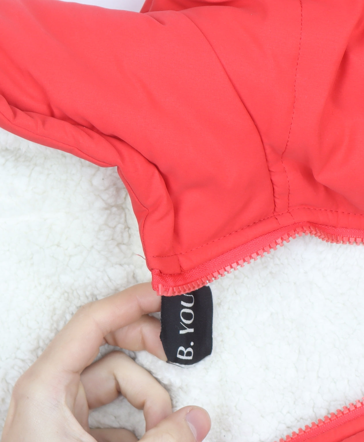 B.Young Women's Red Hooded Puffer Jacket Size 18 Winter Coat