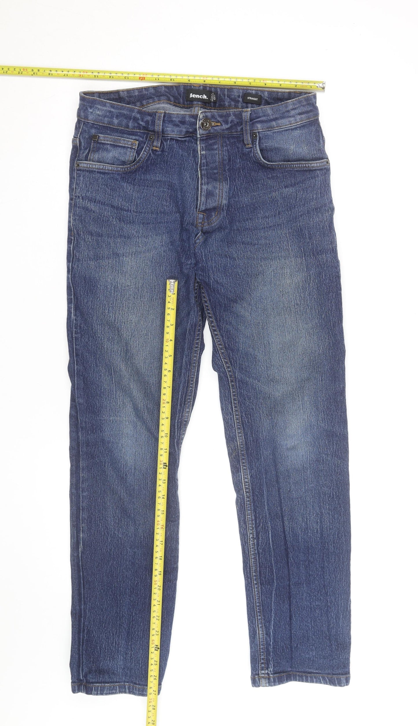 Bench Men's Blue Straight Fit Denim Jeans 34W 32L Classic Style