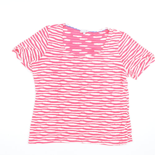 Per Una Women’s Pink Striped Scoop Neck Cotton T-Shirt Size 18