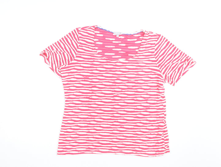 Per Una Women’s Pink Striped Scoop Neck Cotton T-Shirt Size 18