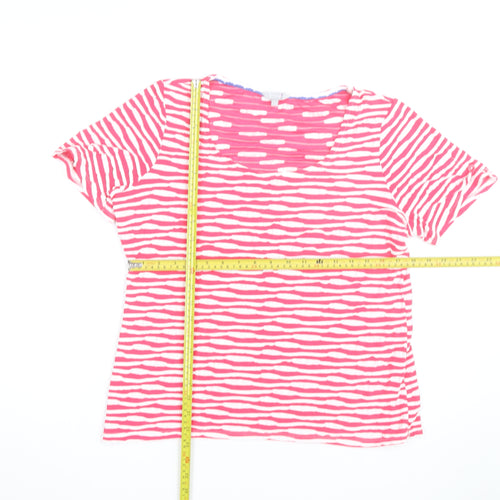 Per Una Women’s Pink Striped Scoop Neck Cotton T-Shirt Size 18