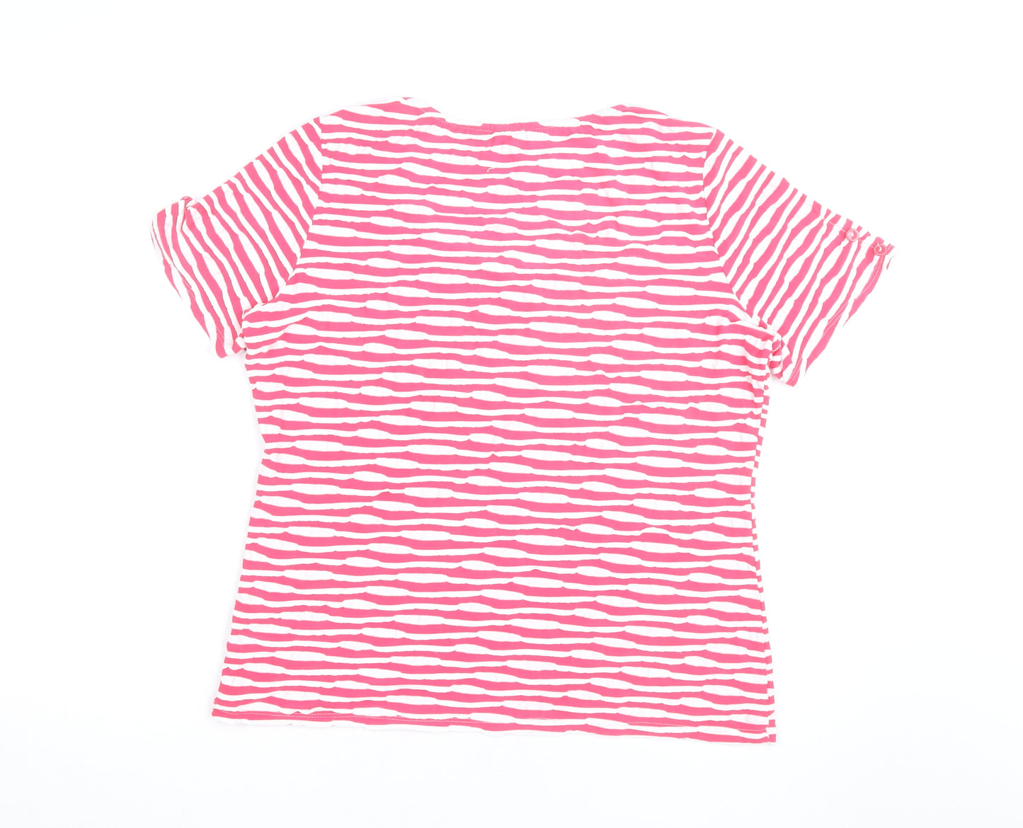 Per Una Women’s Pink Striped Scoop Neck Cotton T-Shirt Size 18