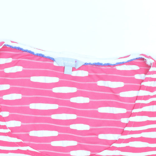 Per Una Women’s Pink Striped Scoop Neck Cotton T-Shirt Size 18