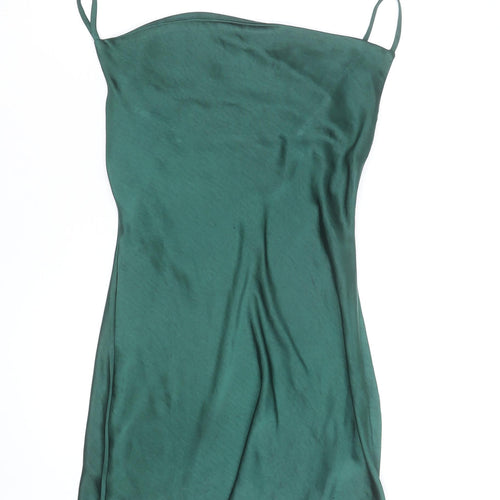 Nasty Gal Women’s Green Satin Slip Dress Size 2 Short Party Style