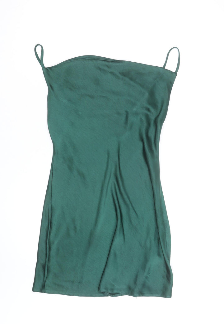 Nasty Gal Women’s Green Satin Slip Dress Size 2 Short Party Style