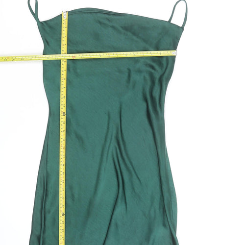 Nasty Gal Women’s Green Satin Slip Dress Size 2 Short Party Style
