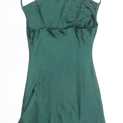Nasty Gal Women’s Green Satin Slip Dress Size 2 Short Party Style