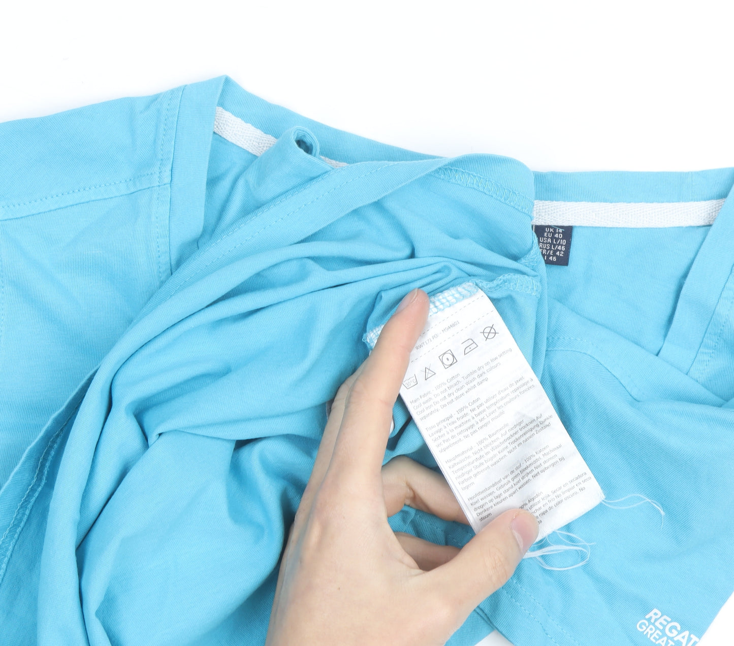Regatta Women's Blue Cotton Crew Neck T-Shirt Size 12