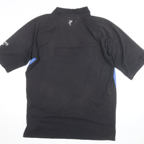 Ashworth Men's Blue & Black Golf Polo Shirt Size L 1/4 Zip Cotton