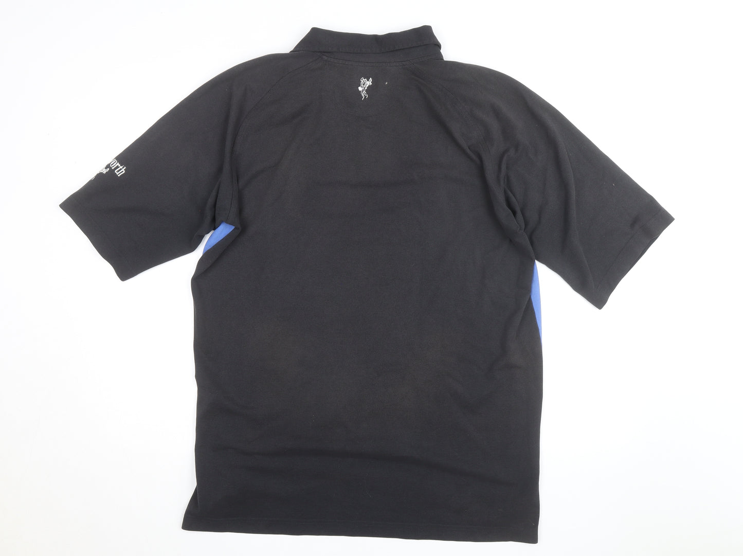 Ashworth Men's Blue & Black Golf Polo Shirt Size L 1/4 Zip Cotton
