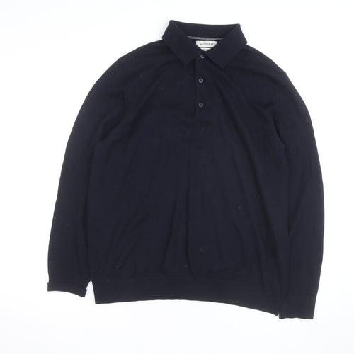 Marks and Spencer Autograph Men's Black XL Merino Wool Long Sleeve Polo