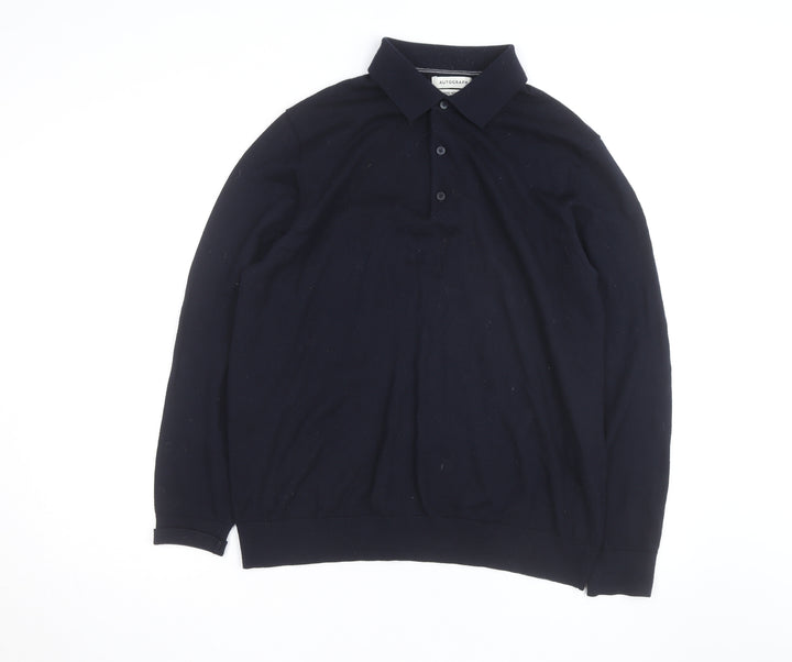 Marks and Spencer Autograph Men's Black XL Merino Wool Long Sleeve Polo