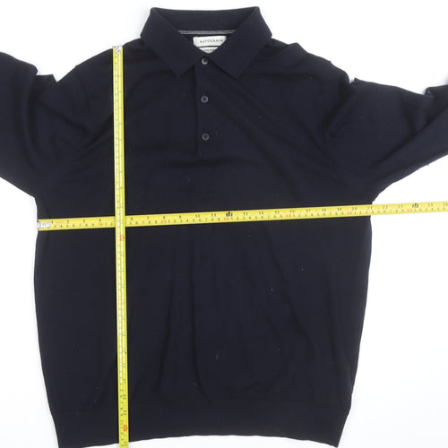 Marks and Spencer Autograph Men's Black XL Merino Wool Long Sleeve Polo
