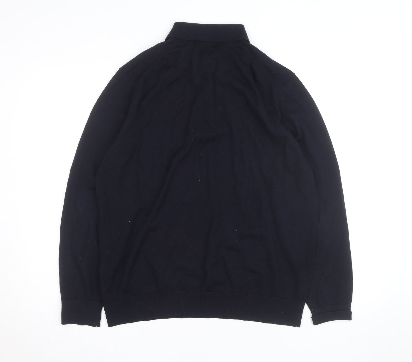 Marks and Spencer Autograph Men's Black XL Merino Wool Long Sleeve Polo