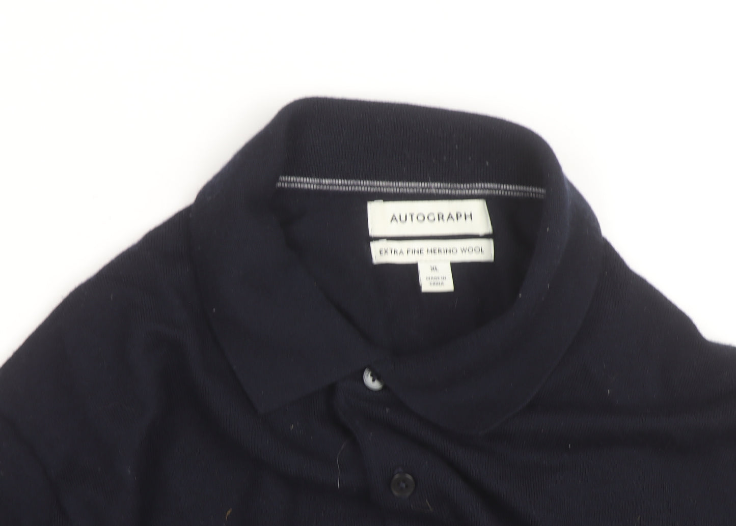 Marks and Spencer Autograph Men's Black XL Merino Wool Long Sleeve Polo