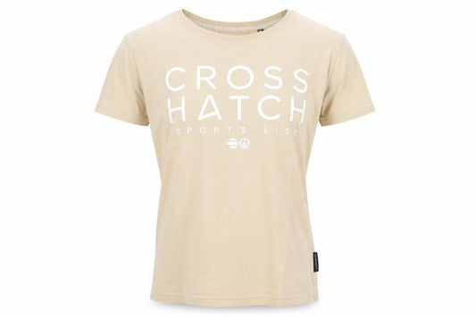 Front view of Crosshatch Men's Beige Medium Sports Lite Graphic T-Shirt