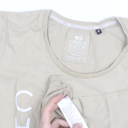 Crosshatch Men's Beige Medium Sports Lite Graphic T-Shirt