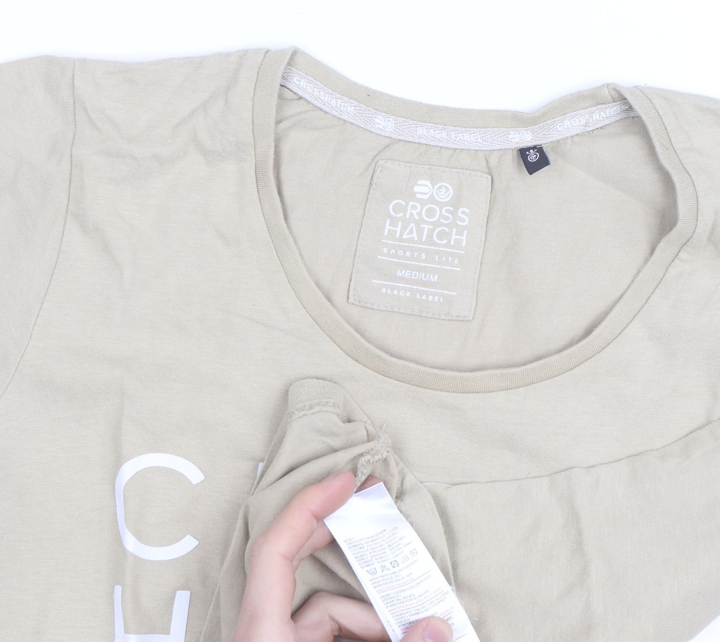 Crosshatch Men's Beige Medium Sports Lite Graphic T-Shirt