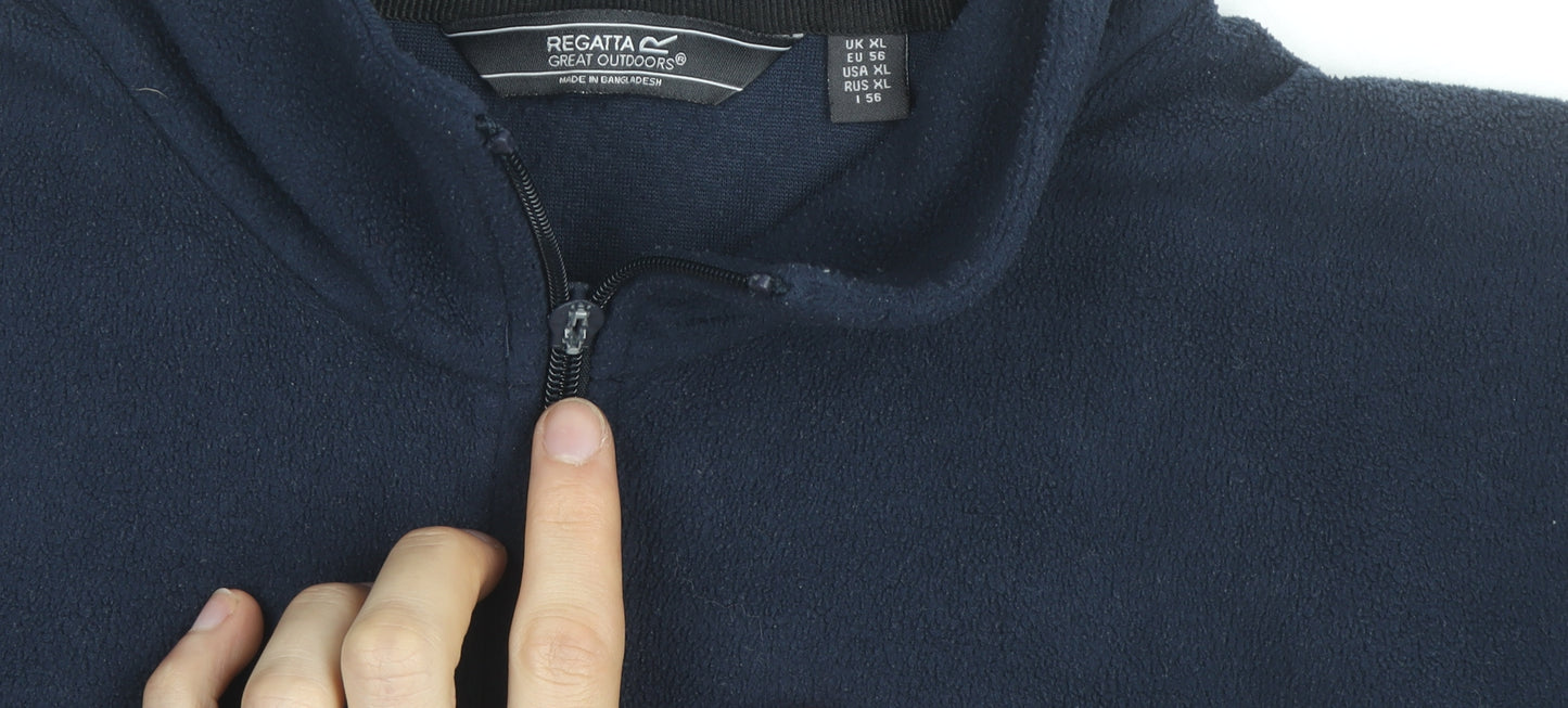 Regatta Men Blue XL Fleece 1/4 Zip Pullover Sweatshirt Outdoor Top