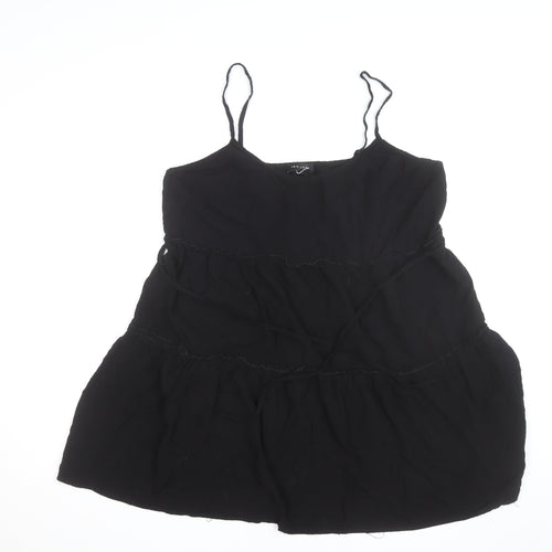 New Look Women Black Size 14 Slip Dress Sleeveless Short Chiffon