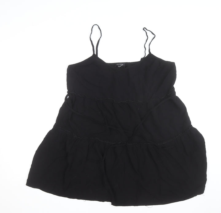 New Look Women Black Size 14 Slip Dress Sleeveless Short Chiffon