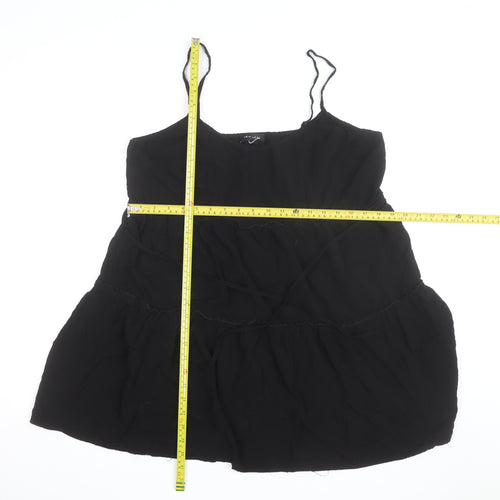 New Look Women Black Size 14 Slip Dress Sleeveless Short Chiffon