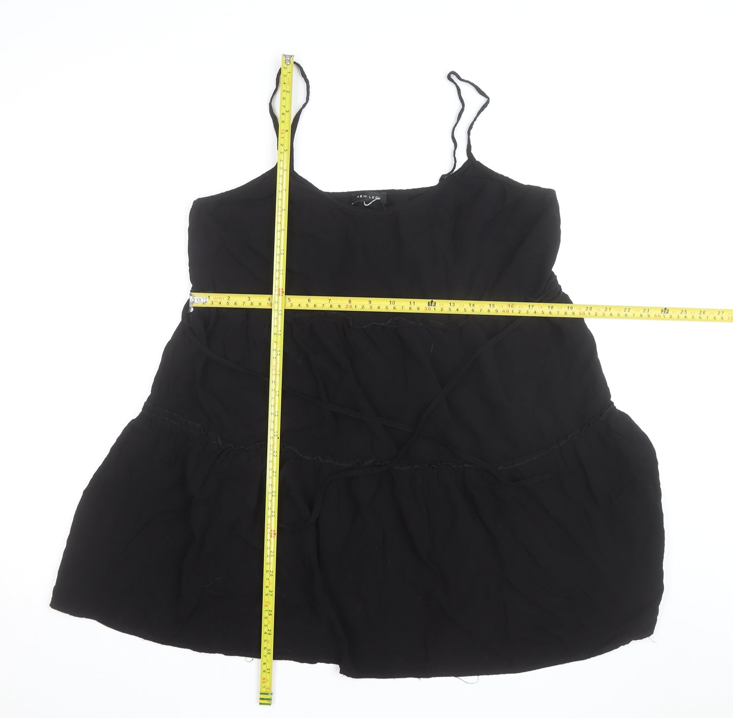 New Look Women Black Size 14 Slip Dress Sleeveless Short Chiffon