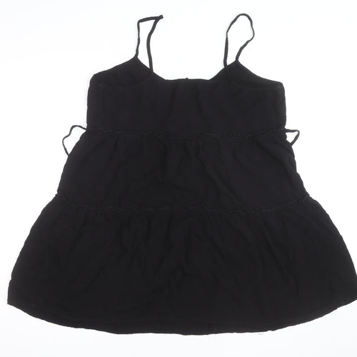 New Look Women Black Size 14 Slip Dress Sleeveless Short Chiffon